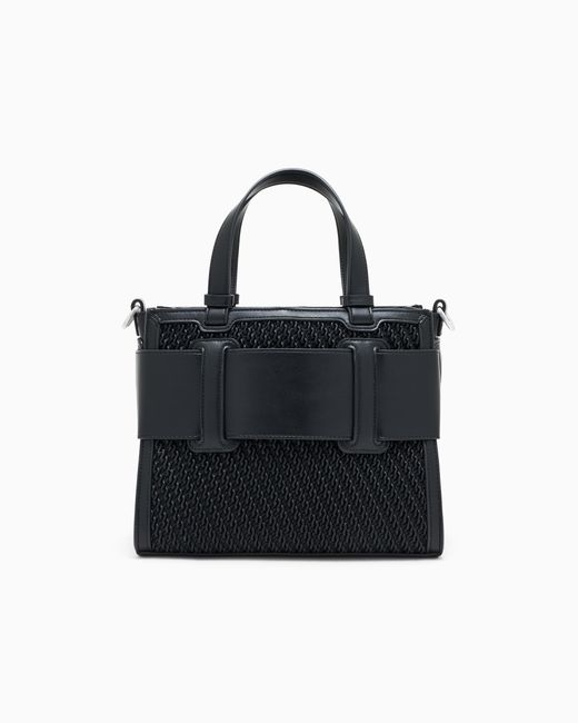 ARMANI EXCHANGE Black Tote Bag With An Embossed Texture