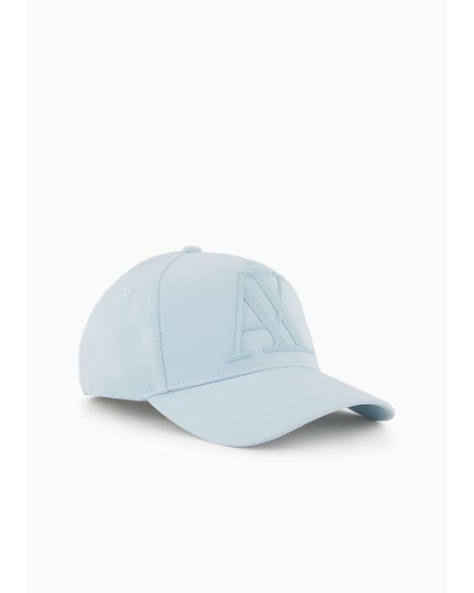 Armani Exchange Blue Rubberised Logo Baseball Cap for men