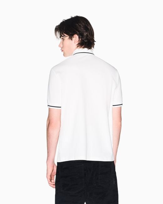 ARMANI EXCHANGE White Classic And Refined Cotton Piqué Polo Shirt for men