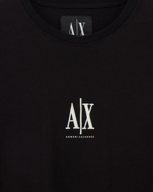ARMANI EXCHANGE Black Slim-Fit Long-Sleeve Cotton T-Shirt With Logo Icon for men