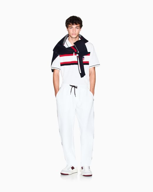 Polo De Corte Regular Con Cremallera Y Bandas En Contraste ARMANI EXCHANGE de hombre de color White