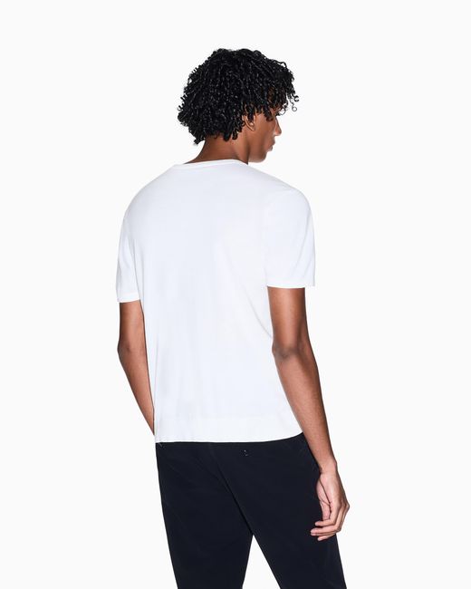 ARMANI EXCHANGE White Cotton Crew Neck T-Shirt With Embroidered Logo Essential for men