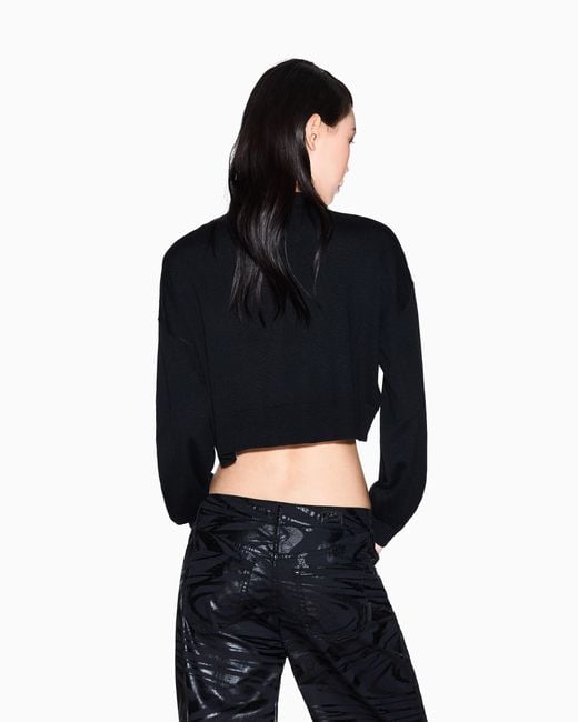 ARMANI EXCHANGE Black Kurzer Pullover Mit Pailletten