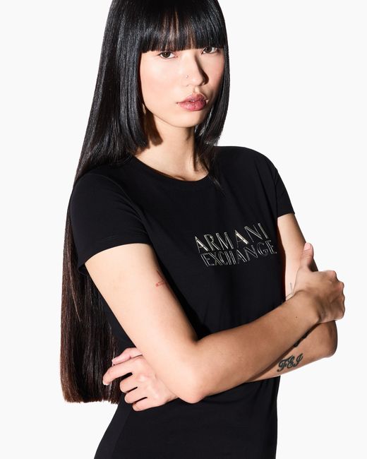 ARMANI EXCHANGE Black Slim Fit T-Shirt