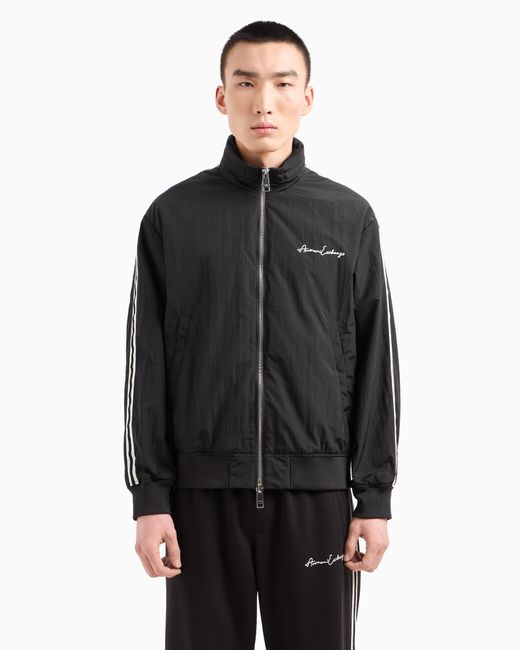 ARMANI EXCHANGE Black Contrasting Bands Jacket With Zip for men