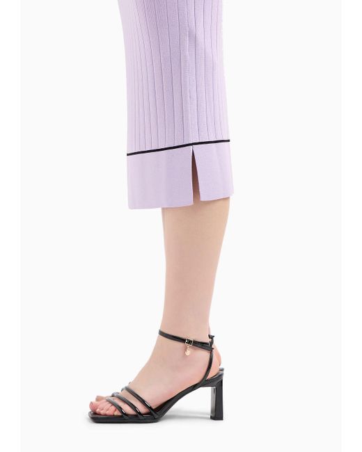 Armani Exchange Purple Asv Ribbed Knit Midi Skirt