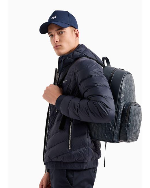 Armani Exchange Blue You.me.us. Recycled Nylon Backpack for men