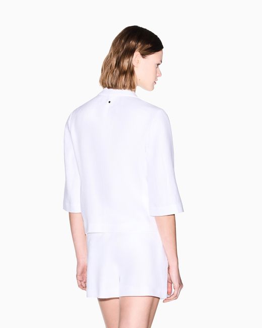 ARMANI EXCHANGE White Linen Twill Fabric Jacket