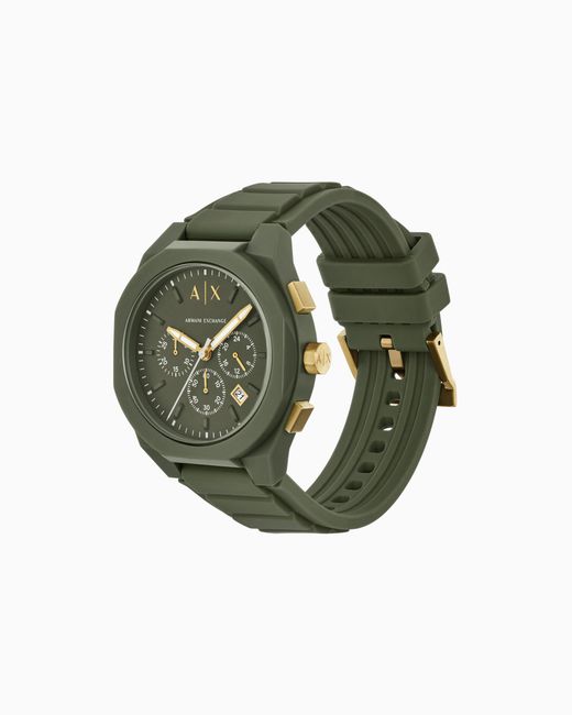 ARMANI EXCHANGE Green Chronograph Silicone Watch for men