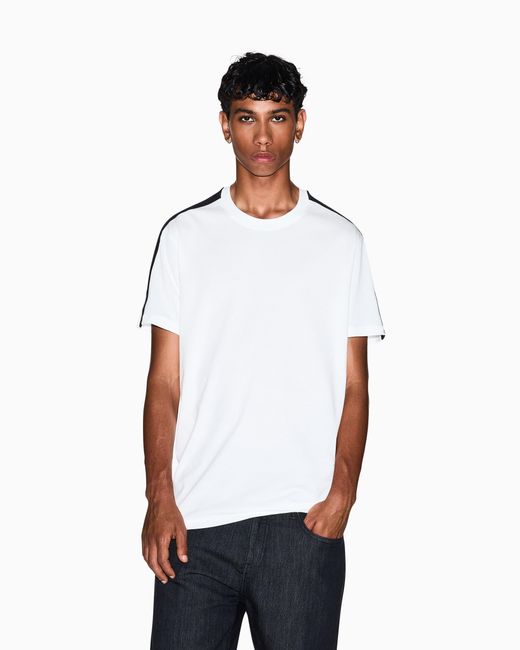 ARMANI EXCHANGE White Regular Fit Cotton T-Shirt With Embossed Logo Essential for men