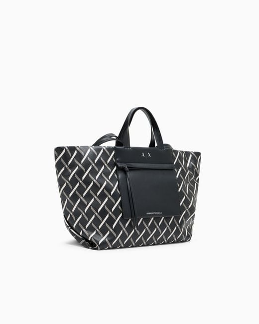 ARMANI EXCHANGE Black Große Shopper-Tasche Mit Zwei Tragegriffen