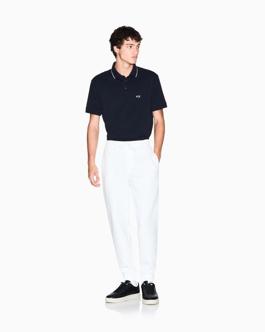 ARMANI EXCHANGE White Bonded Stretch Cotton Joggers With Ribbed Cuffs Icon for men