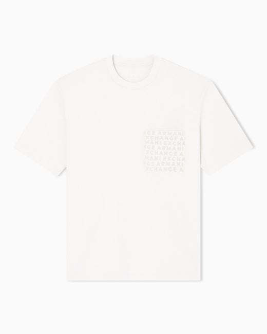 ARMANI EXCHANGE White Regular Fit T-Shirt With Logo Pocket for men