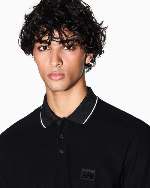 Polo Regular Fit Profili A Contrasto di ARMANI EXCHANGE in Black da Uomo