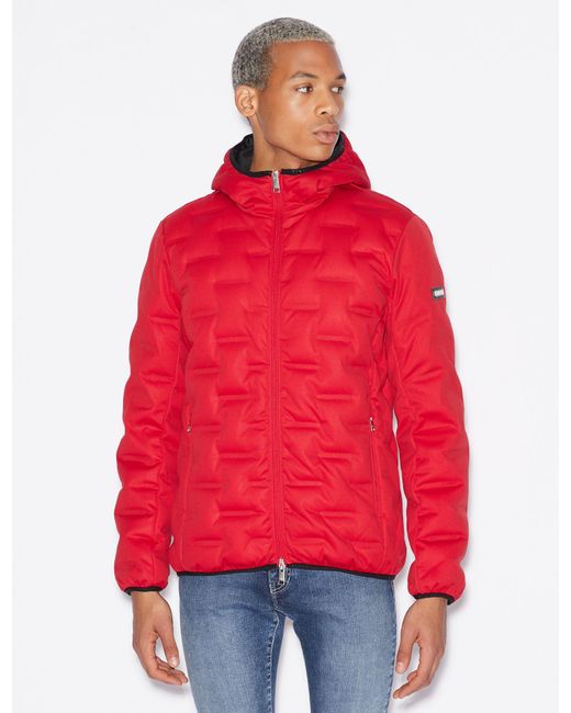 Armani Exchange Red Down Jacket With Hood for men