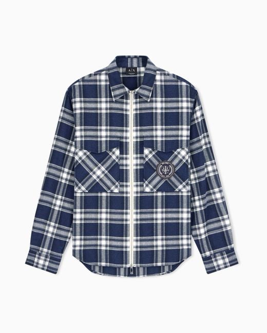 ARMANI EXCHANGE Blue Oversized Fit Shirt Cotton for men