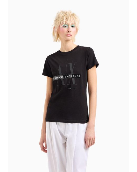 Camisetas De Corte Entallado Armani Exchange de color Black