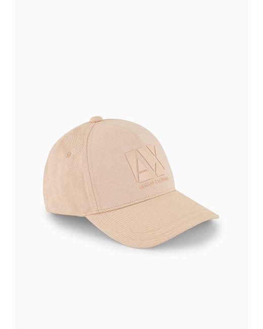 Armani Exchange Natural Hat With Visor With Tone-on-tone Logo