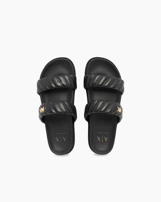 ARMANI EXCHANGE White Minimal Nappa Sandals