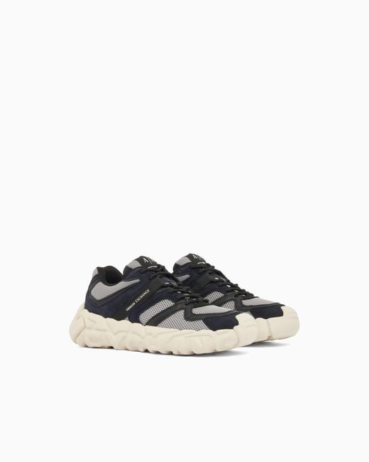 ARMANI EXCHANGE White Sneakers With Oversized Sole And Contrasting Inserts for men