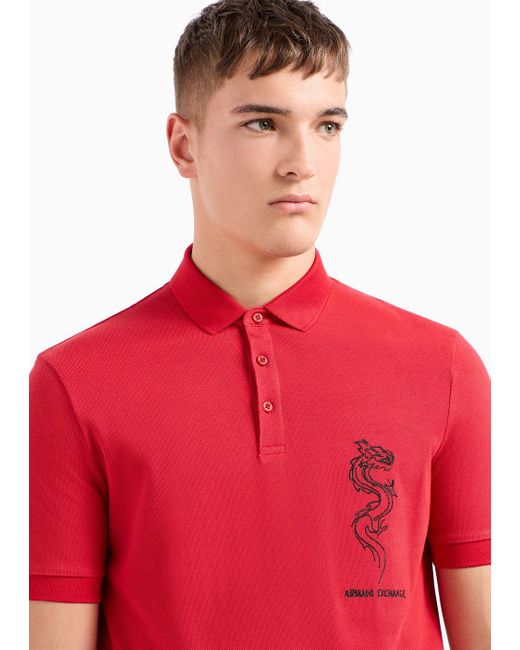 Armani Exchange Red Polo Lunar New Year for men