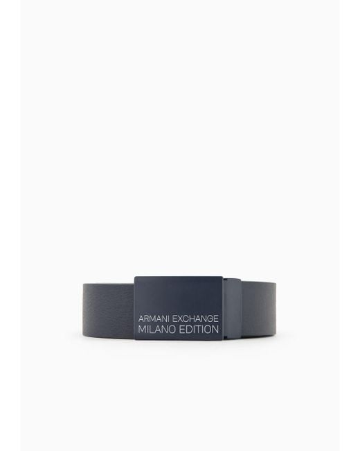 Armani Exchange Blue Leather Belt With Buckle for men