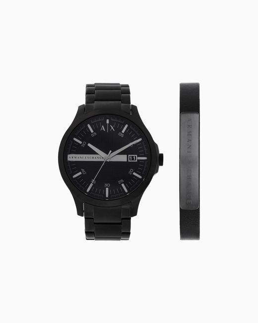 Set Orologio E Bracciale di ARMANI EXCHANGE in Black da Uomo