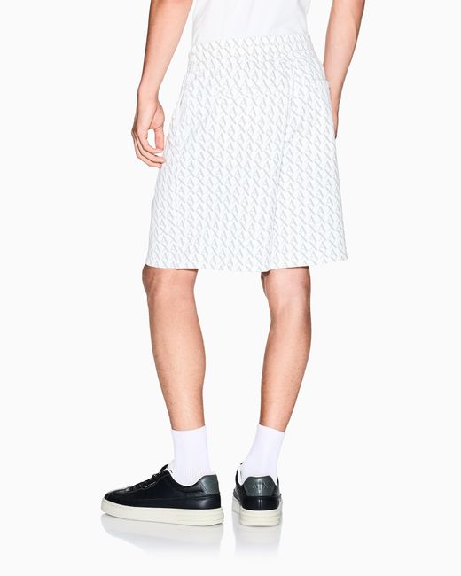 ARMANI EXCHANGE White French Terry Shorts With An All-Over Pattern Essential for men