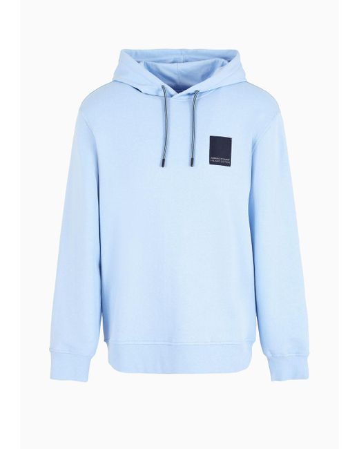 Armani Exchange Blue Asv Organic Cotton Hoodie With Front Label for men