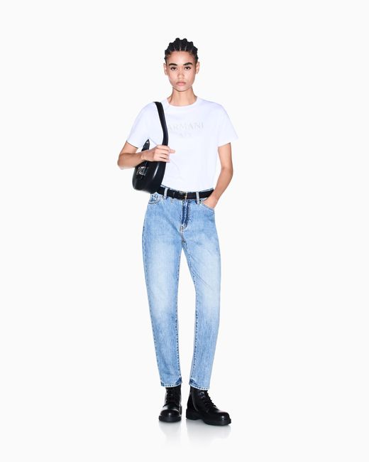 ARMANI EXCHANGE Blue Oversized Fit 5 Pockets Denim Pant Rigid Cotton