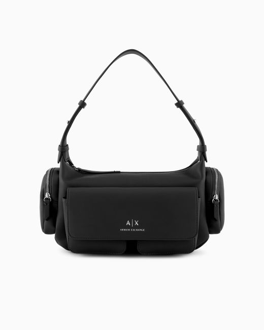 ARMANI EXCHANGE Black Large Shoulder Bag With Side Pockets