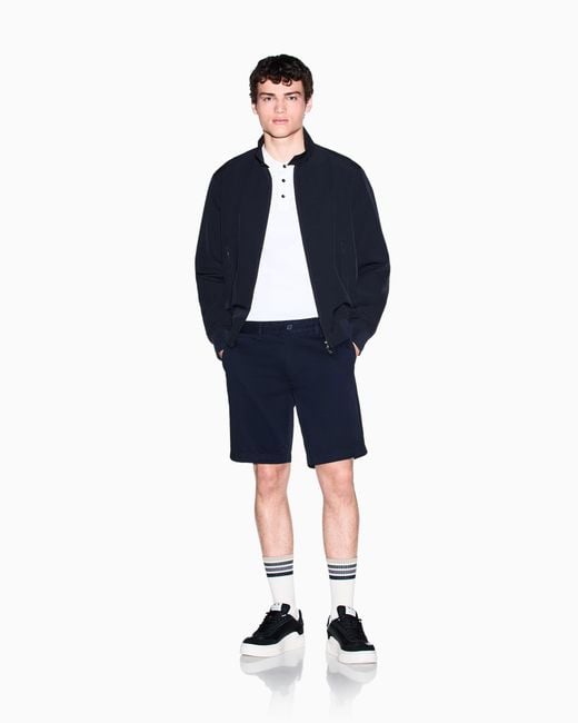 ARMANI EXCHANGE Blue Stretch Cotton Twill Bermuda Shorts for men