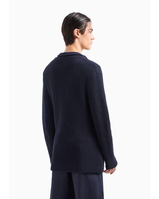 Armani Exchange Blue Single-breasted Jacket In Cotton Blend Knit for men