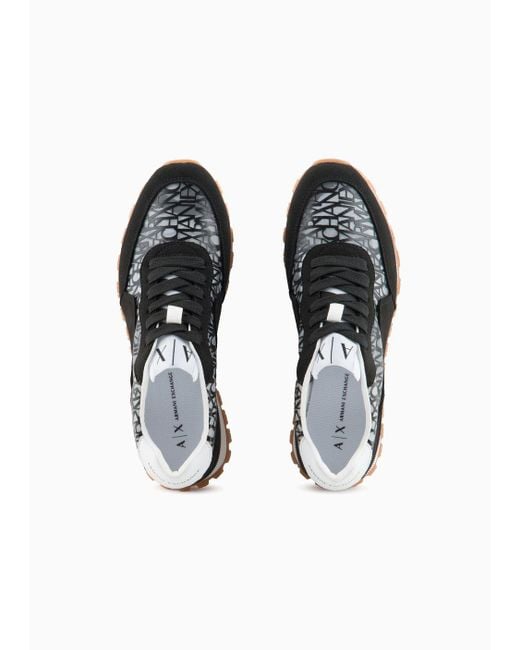 Sneakers In Microecosuede Con Inserti In Ripstop di Armani Exchange in Black