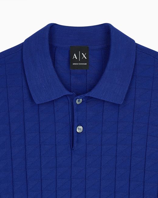 ARMANI EXCHANGE Blue Regular Fit Knit Polo for men