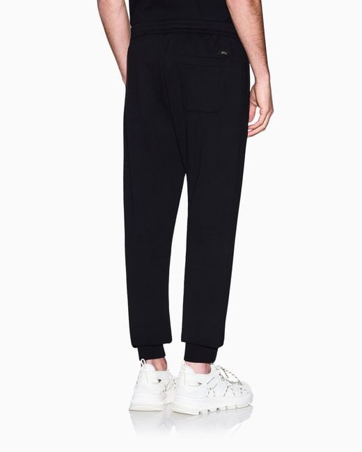ARMANI EXCHANGE Black French Terry Cotton Joggers for men