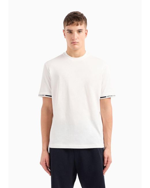 Armani Exchange White Regular Fit T-shirt With Logo Tape for men