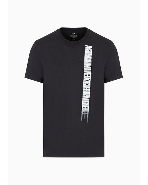 T-shirt Regular Fit In Jersey Con Stampa Verticale di Armani Exchange in Black da Uomo