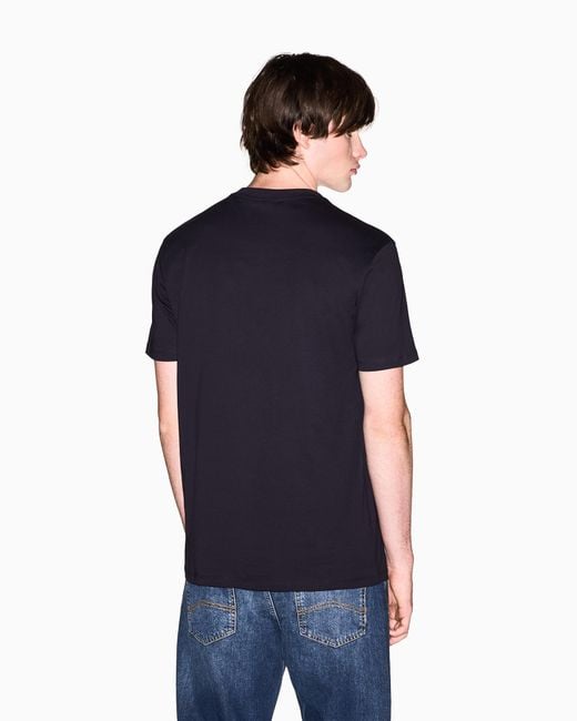 ARMANI EXCHANGE Blue Regular Fit Cotton T-Shirt for men