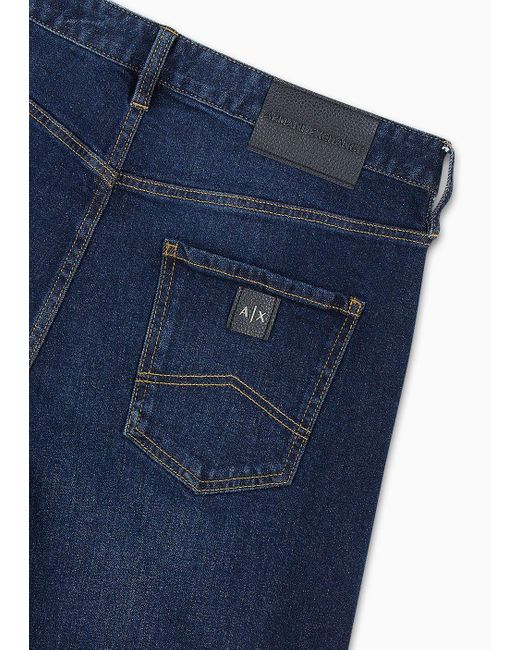 Armani Exchange Blue J16 Boyfriend Fit Cropped Jeans In Washed Denim for men