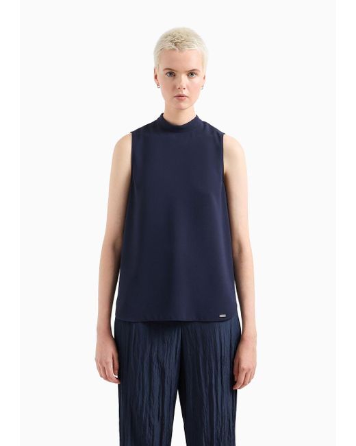 Armani Exchange Blue Top In Asv Recycled Fabric