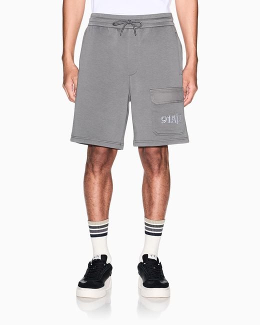 ARMANI EXCHANGE Gray Bermuda Shorts With Fleece Logo And Pocket for men