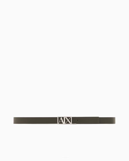 ARMANI EXCHANGE White Elegant Smooth Leather Belt With Logo Buckle for men