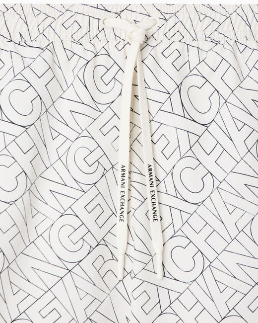 ARMANI EXCHANGE White All-Over Graphic Print Swimsuit for men