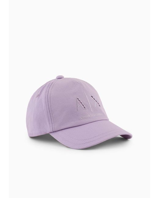 Armani Exchange Purple Cotton Peaked Hat With Logo