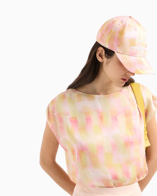 ARMANI EXCHANGE Pink Abstract Patterned Visor Hat