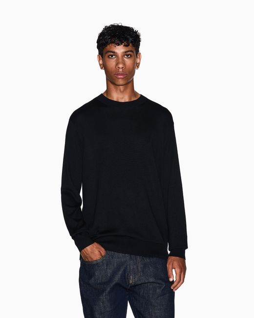 ARMANI EXCHANGE Black Crew Neck Sweater for men
