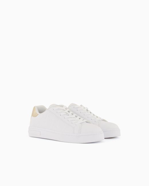 ARMANI EXCHANGE White Sneakers With Matching Embroidered Logo And Metal Detail