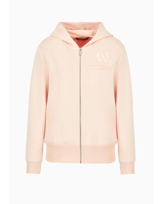 Armani Exchange Pink Scuba Fabric Sweatshirt With Hood And Zip