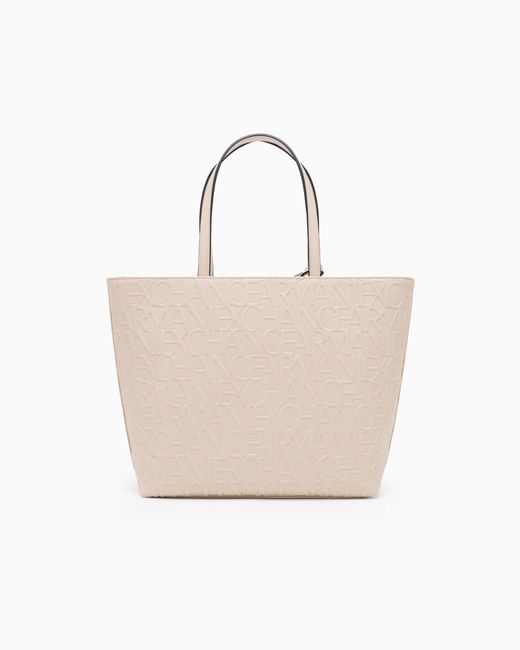 Borsa Shopper Con Logo Allover di ARMANI EXCHANGE in Natural